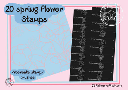 Spring flowers stamps - procreate stamps/brushes - digital use only - procreate