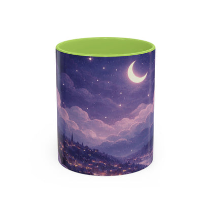 Crescent Night Sky Coffee Mug — Dreamy Purple Moonlit Landscape Accent Mug (11/15 oz)