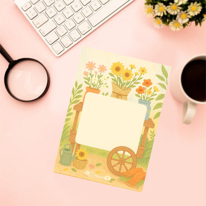 Flower stall note pad - Kawaii Notepad - Hand-Illustrated A5/A6 | Robins Crafts UK