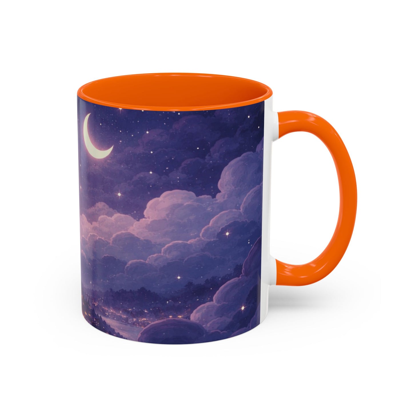 Crescent Night Sky Coffee Mug — Dreamy Purple Moonlit Landscape Accent Mug (11/15 oz)