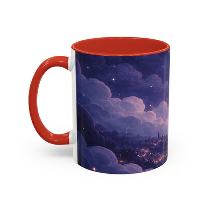 Crescent Night Sky Coffee Mug — Dreamy Purple Moonlit Landscape Accent Mug (11/15 oz)