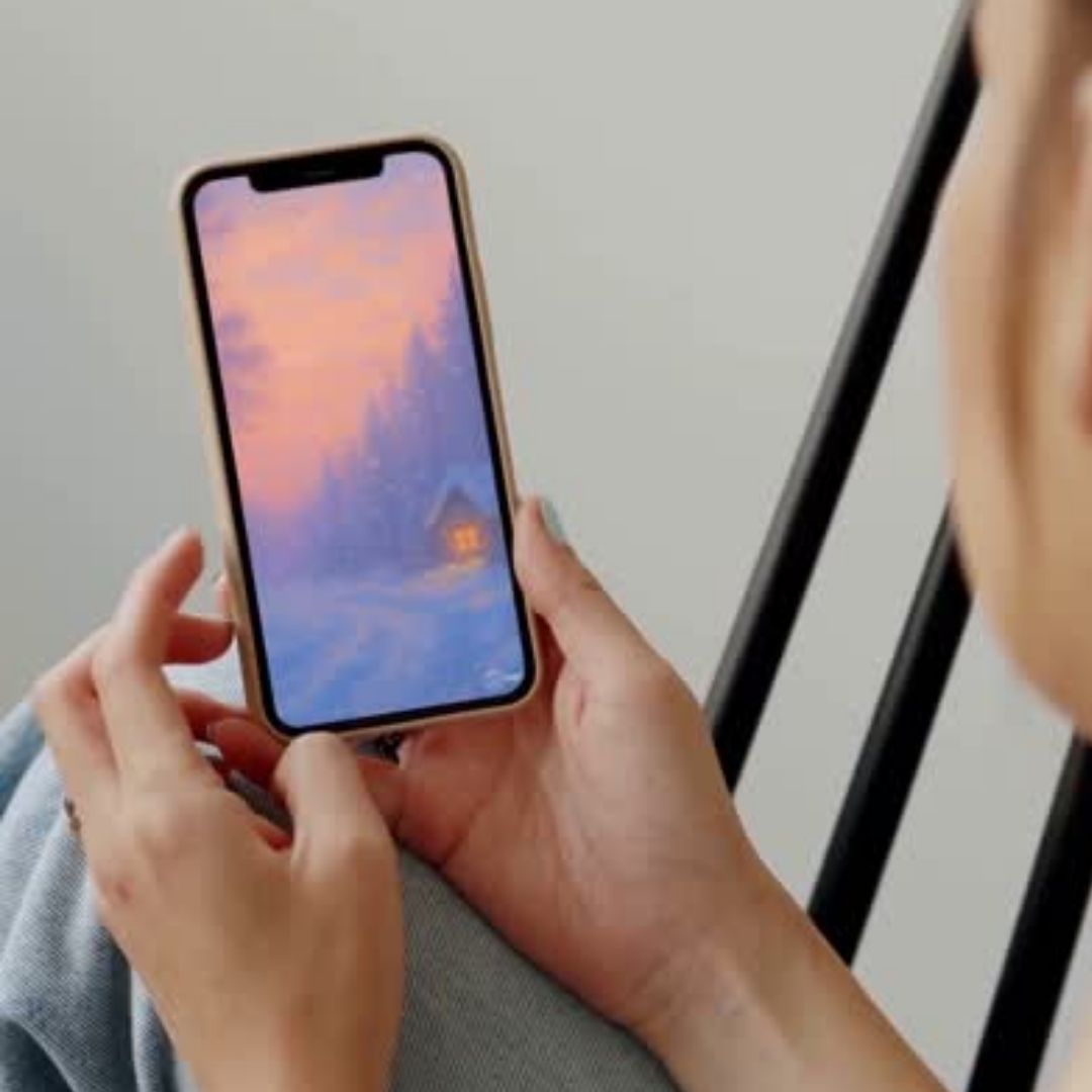 Winter cabin wallpaper – illustrated Digital Wallpaper Download | Art wallpaper