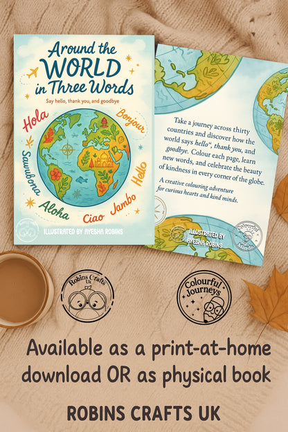 Around the World in 3 Words - Multilingual Colouring Book - Colouring minds