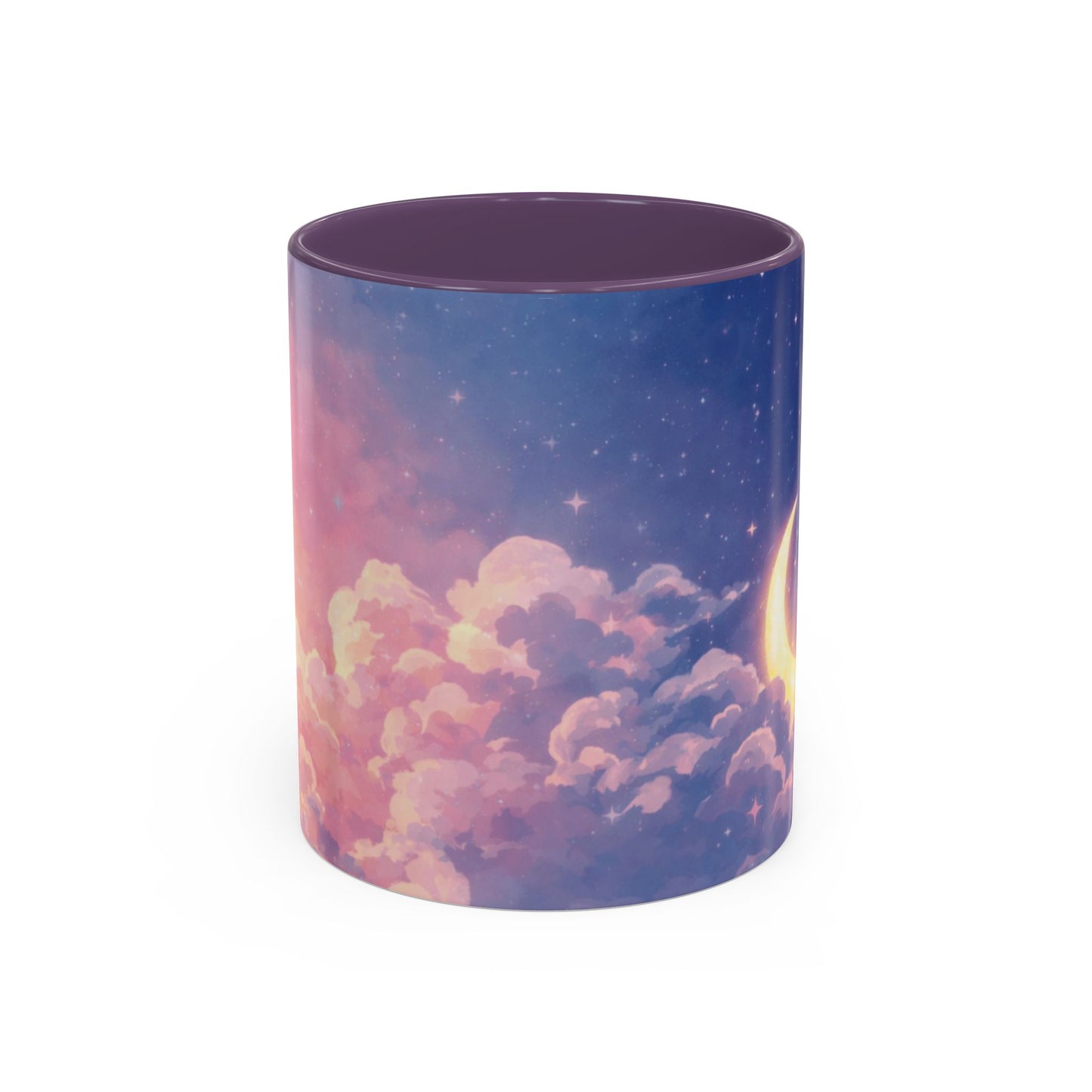 Crescent Moon Cloud Coffee Mug — Dreamy Night Sky Accent Mug