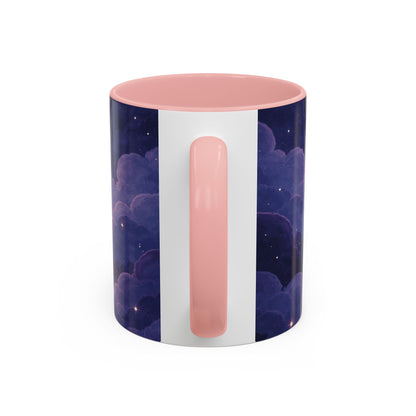 Crescent Night Sky Coffee Mug — Dreamy Purple Moonlit Landscape Accent Mug (11/15 oz)