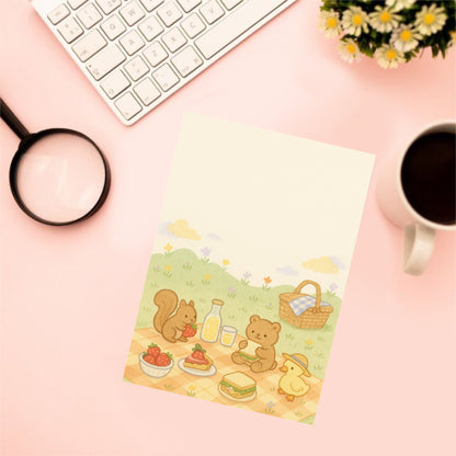 Spring picnic note pad - Kawaii Notepad - Hand-Illustrated A5/A6 | Robins Crafts UK