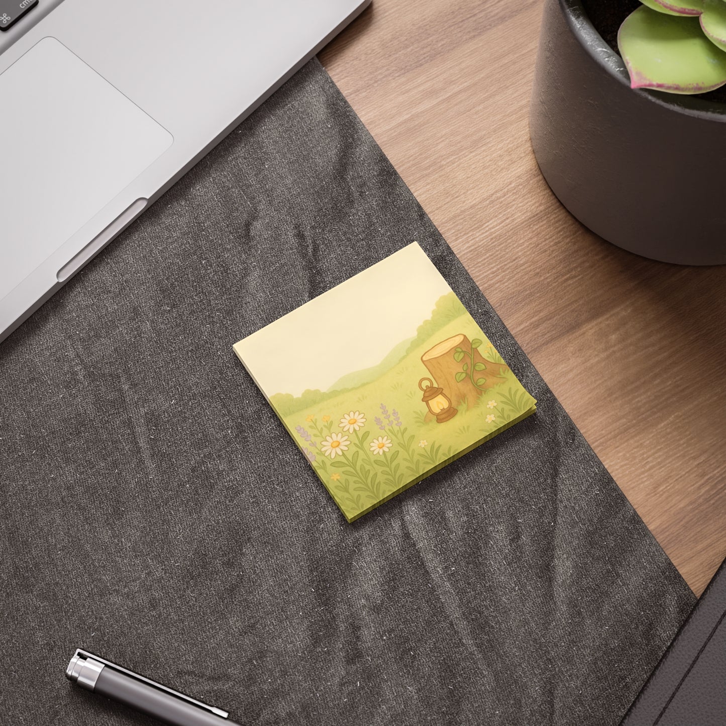 Wildflower Meadow Post-it Notes — Cute Lantern & Stump Sticky Notes for Desk Organization