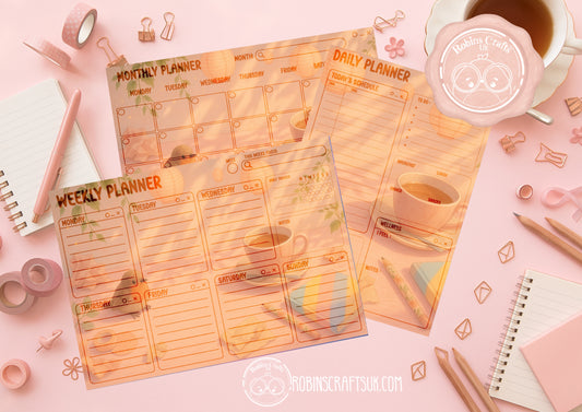 Sunny desk Tear-Off Planner Pad – A4 Paper Pad | 40 Page Daily, Weekly & Monthly Planner | Cute Stationery Gift