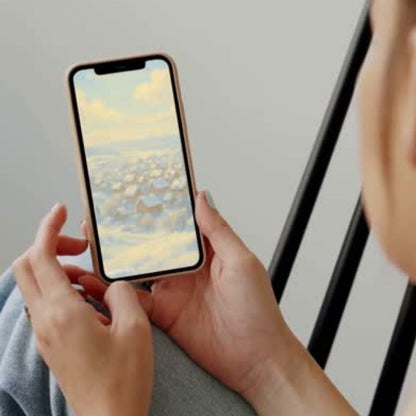 Winter village wallpaper – illustrated Digital Wallpaper Download | Art wallpaper