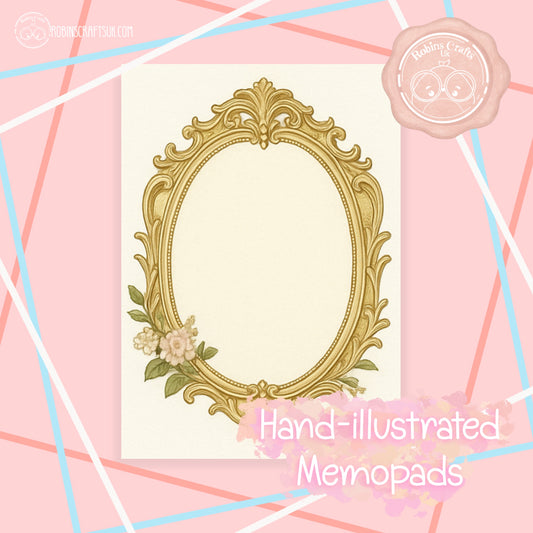 French Gilded Frame Memo Pad – Elegant Aesthetic Notepaper | Château Core Stationery Sheets