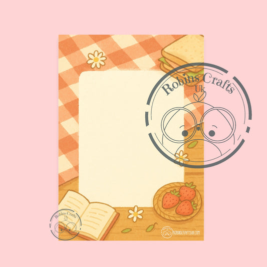 Strawberry picnic note pad