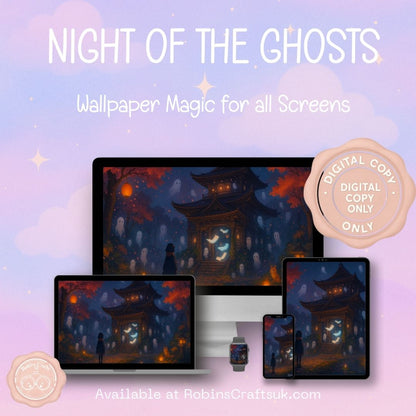 The Night of Ghosts  desk wallpaper – spooky gothic Halloween Digital Wallpaper Download | Art wallpaper