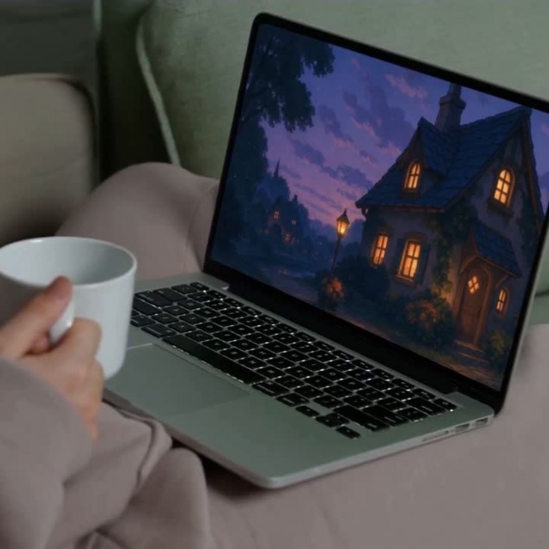 Twilight at Briar Corner wallpaper – illustrated Digital Wallpaper Download | Art wallpaper