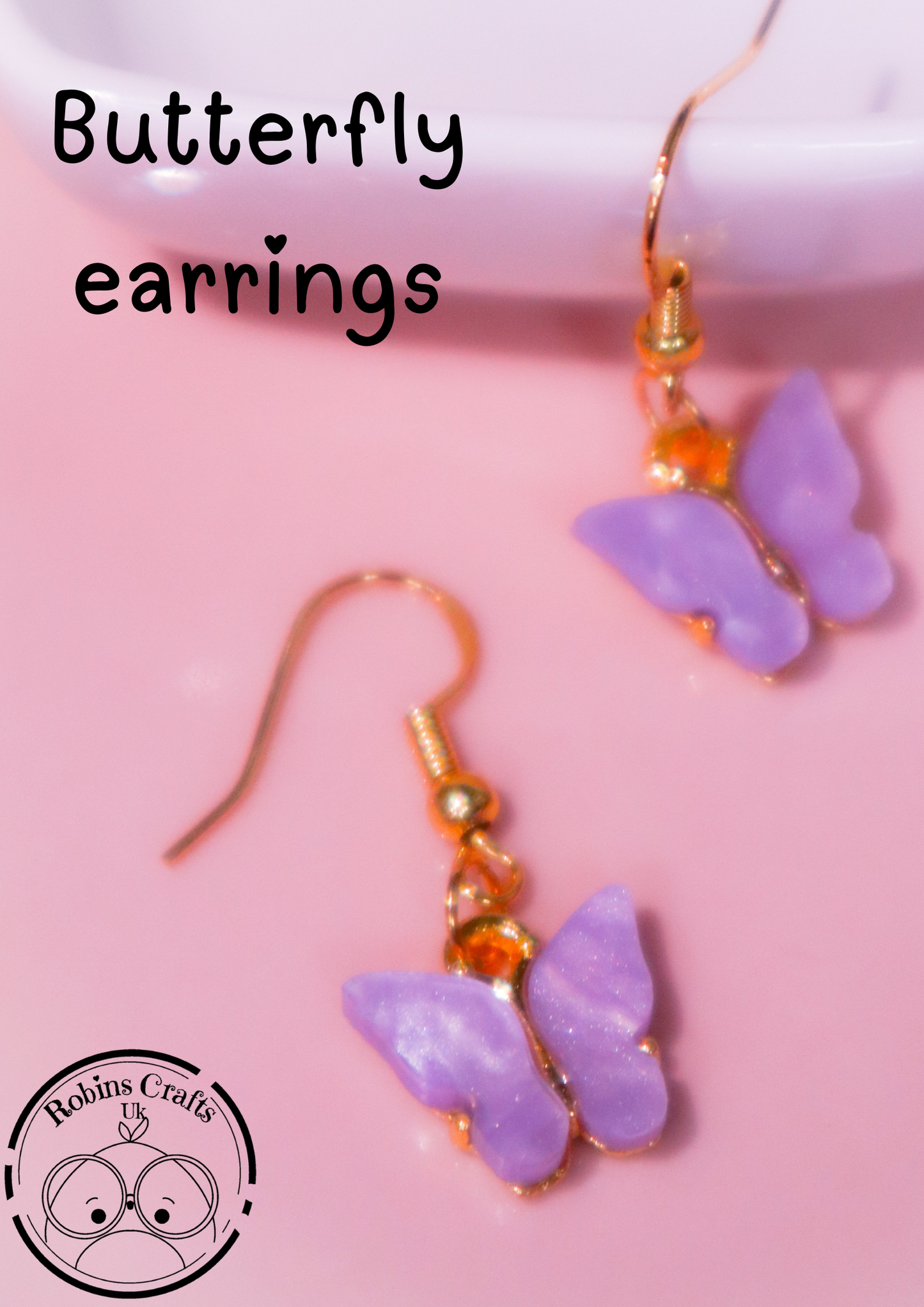 Butterfly Gold Dangle Hook Earrings