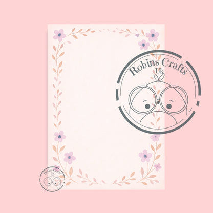 Simple spring pink note pad - Kawaii Notepad - Hand-Illustrated A5/A6 | Robins Crafts UK