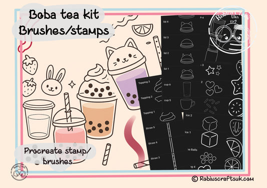 Boba tea set stamps -create your own boba tea- procreate stamps/brushes - digital use only - procreate