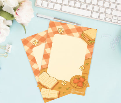 Strawberry Picnic Notepad - Hand-Illustrated A5/A6 | Robins Crafts UK