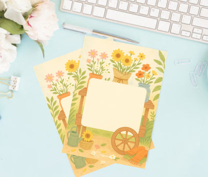 Flower stall note pad - Kawaii Notepad - Hand-Illustrated A5/A6 | Robins Crafts UK
