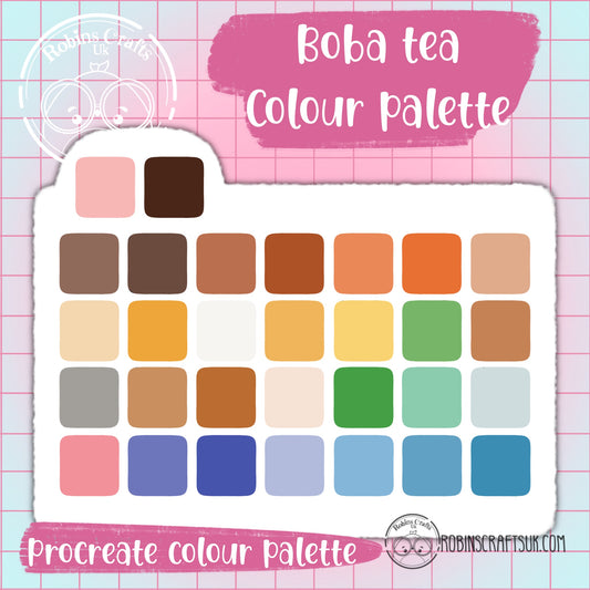 Boba tea colour set procreate palette, palette, colour,