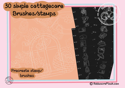 Simple cottagecore stamps - procreate stamps/brushes - digital use only - procreate