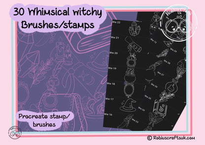 Whimsical witchy stamps - procreate stamps/brushes - digital use only - procreate