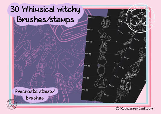 Whimsical witchy stamps - procreate stamps/brushes - digital use only - procreate