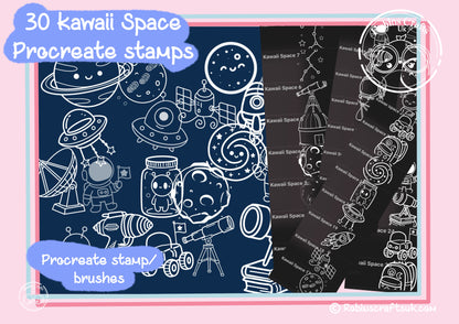 Kawaii space stamps - procreate stamps/brushes - digital use only - procreate