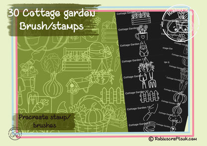 Cottage garden stamps - procreate stamps/brushes - digital use only - procreate