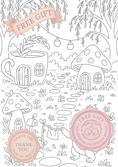 Frog village 13-06-25 colouring page