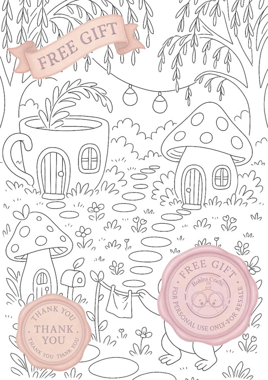 Frog village 13-06-25 colouring page