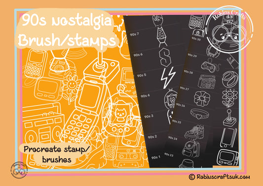 90’s Nostalgia stamps - procreate stamps/brushes - digital use only - procreate