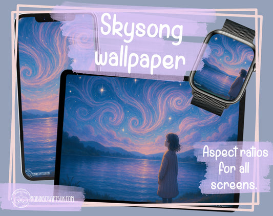 Skysong | Dreamy Star-Watching River Scene – Cozy Digital Wallpaper for iPad & Desktop