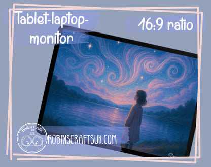 Skysong | Dreamy Star-Watching River Scene – Cozy Digital Wallpaper for iPad & Desktop