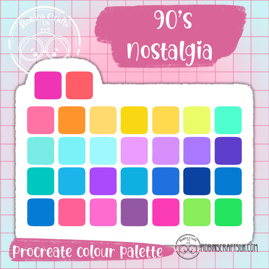 90s Nostalgia procreate palette, palette, colour,