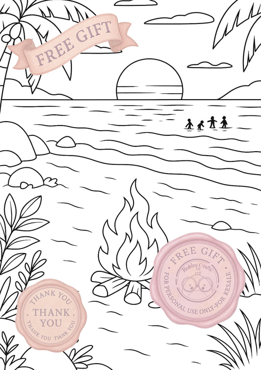 Beach campfire colouring page 04-07-25 colouring page