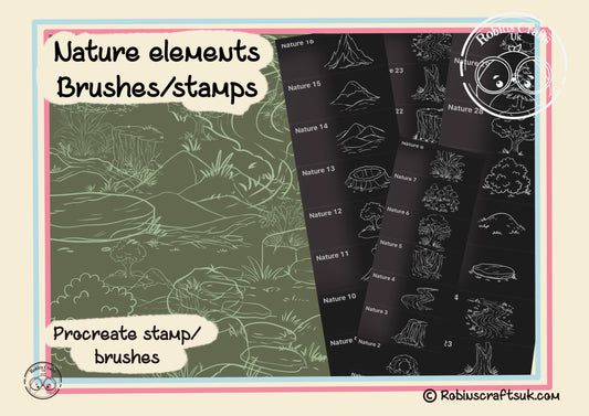 Nature elements stamps - procreate stamps/brushes - digital use only - procreate