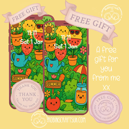 Summer doodle  wallpaper 11-07-25 - Freebie Friday Gift – Aesthetic Phone Background | Instant Download