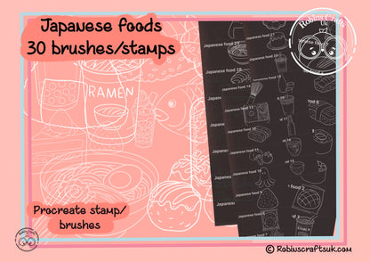 Japanese foods stamps - procreate stamps/brushes - digital use only - procreate