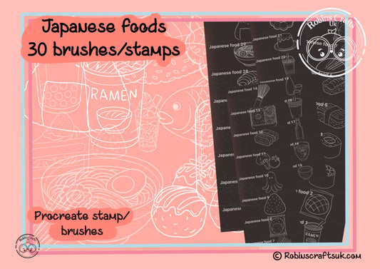 Japanese foods stamps - procreate stamps/brushes - digital use only - procreate
