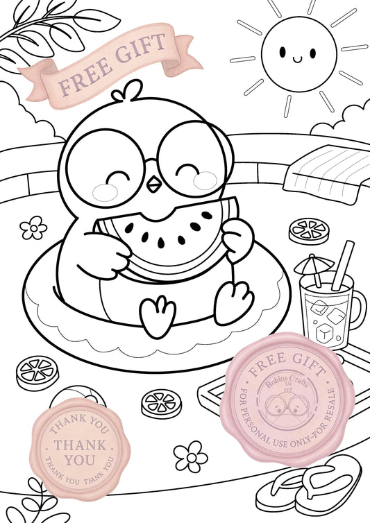 Watermelon summer colouring page 25-07-25 colouring page