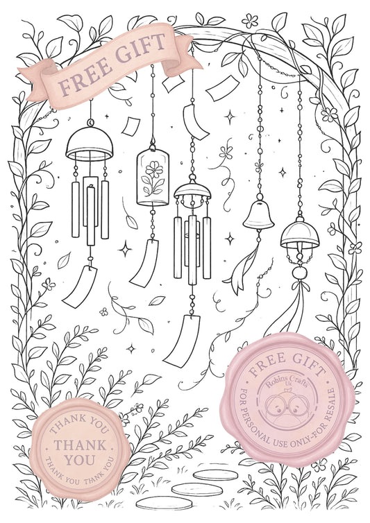 Wind chime garden colouring page 01-08-25 colouring page