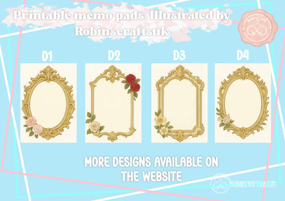 French Gilded Frame Memo Pad – Elegant Aesthetic Notepaper | Château Core Stationery Sheets