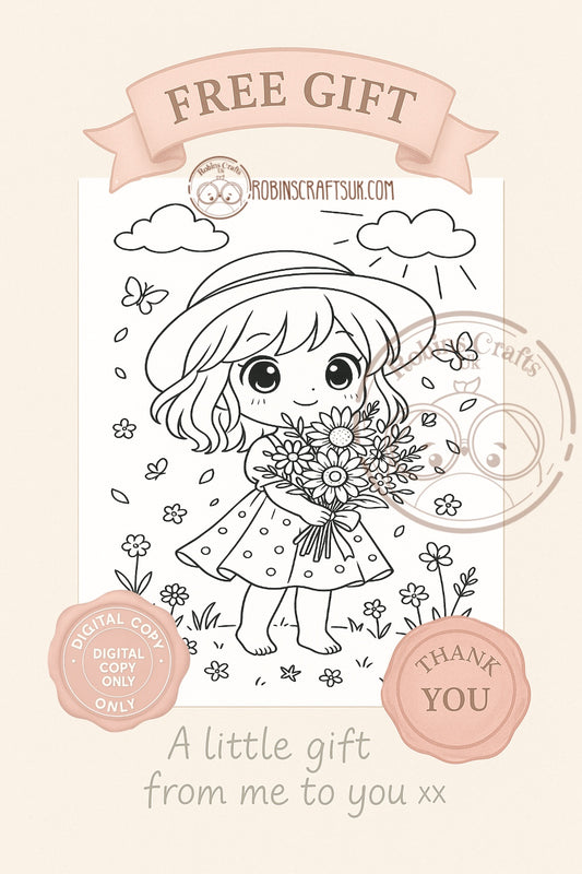 Flower girl colouring page 22-08-25 freebie Friday