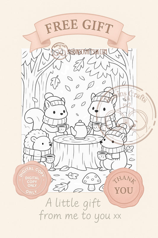 Woodland picnic colouring page 26-09-25 freebie Friday