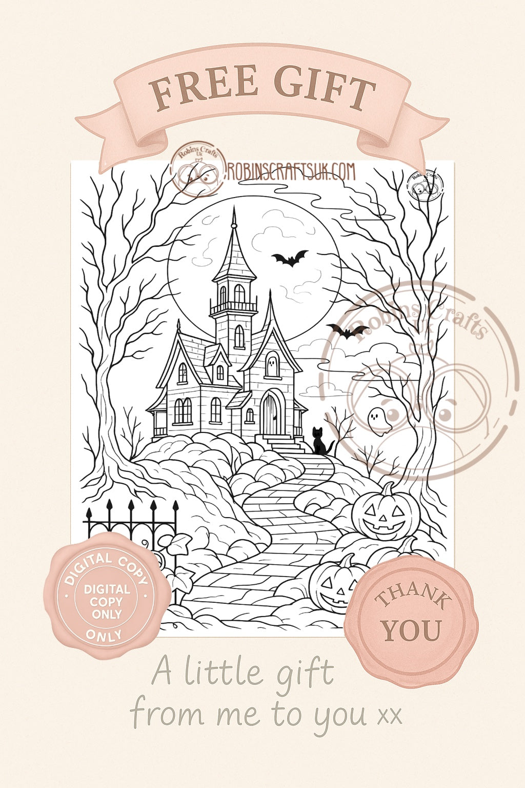 Halloween colouring page 31-10-25 freebie Friday