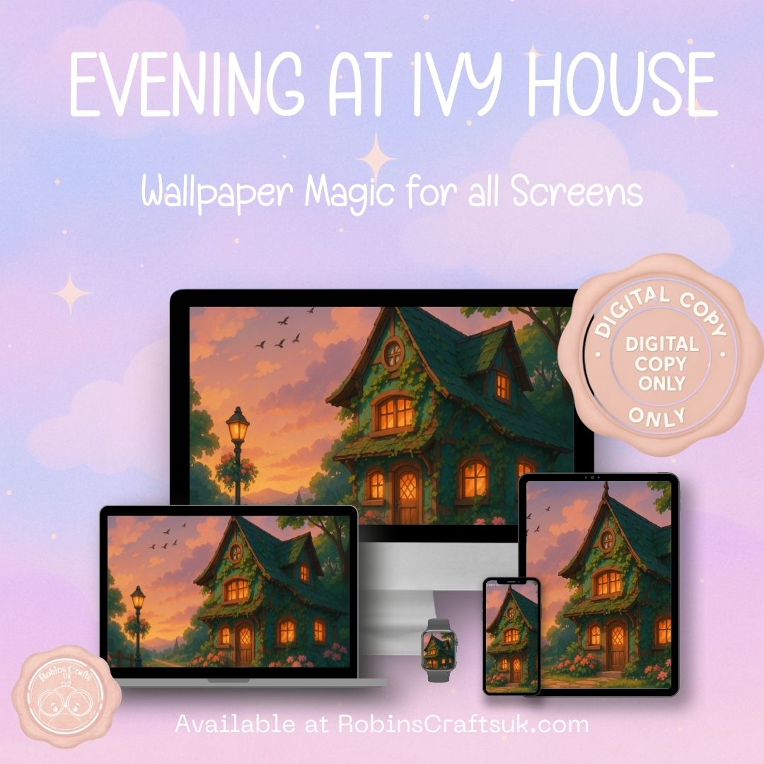 Evening at Ivy House wallpaper – illustrated Digital Wallpaper Download | Art wallpaper