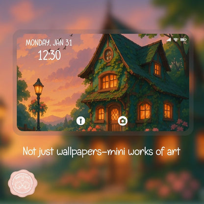 Evening at Ivy House wallpaper – illustrated Digital Wallpaper Download | Art wallpaper