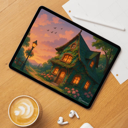 Evening at Ivy House wallpaper – illustrated Digital Wallpaper Download | Art wallpaper