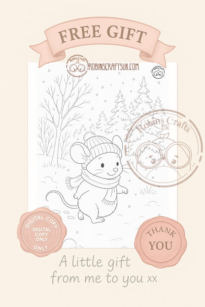 Snow mouse colouring page 14-11-25 freebie Friday