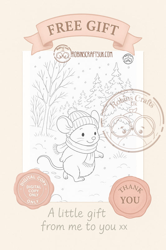 Snow mouse colouring page 14-11-25 freebie Friday